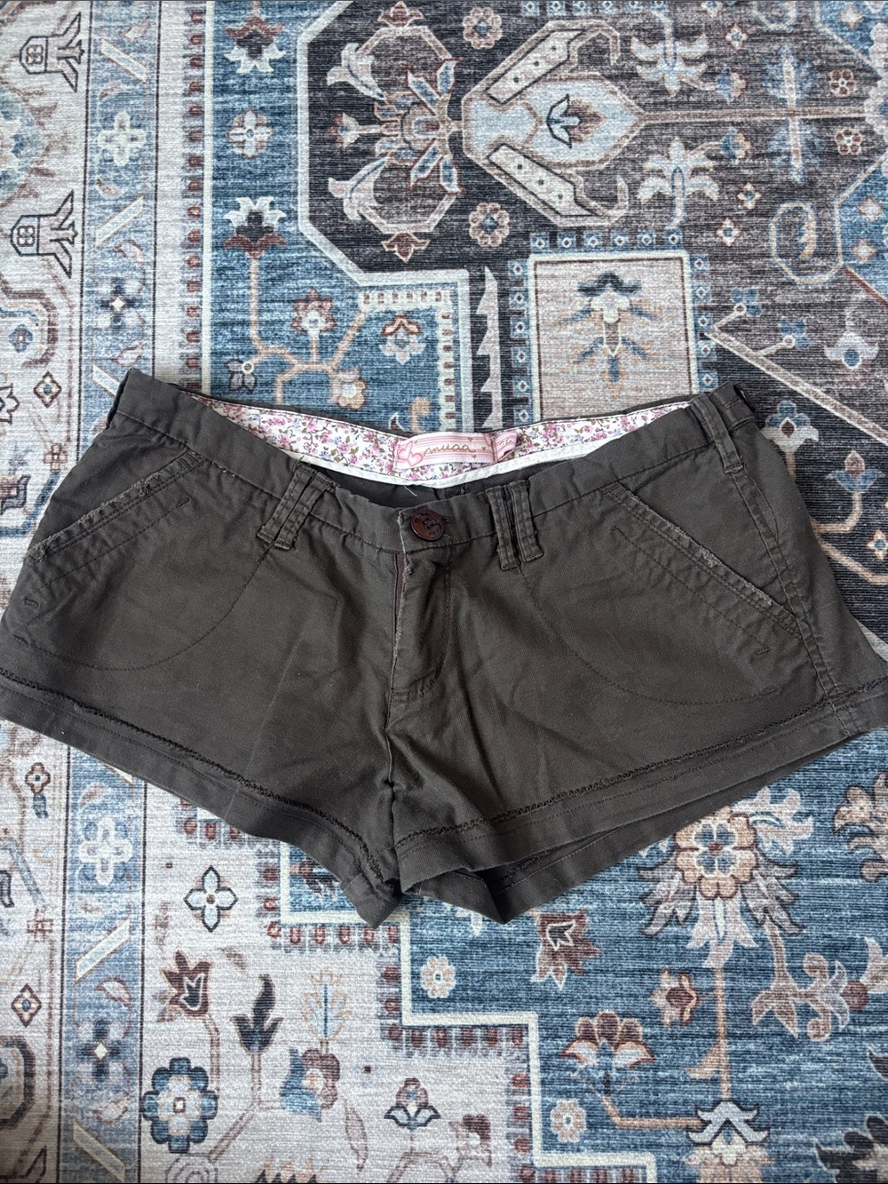 Pink floral and brown muaa lowrise shorts